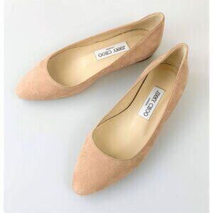 NWOB Authentic JIMMY CHOO Suede Flats nude pink